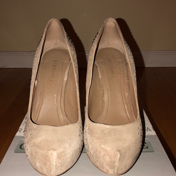 BCBGeneration Tan Suede Studded Closed-Toe Pump - Picture 3 of 5